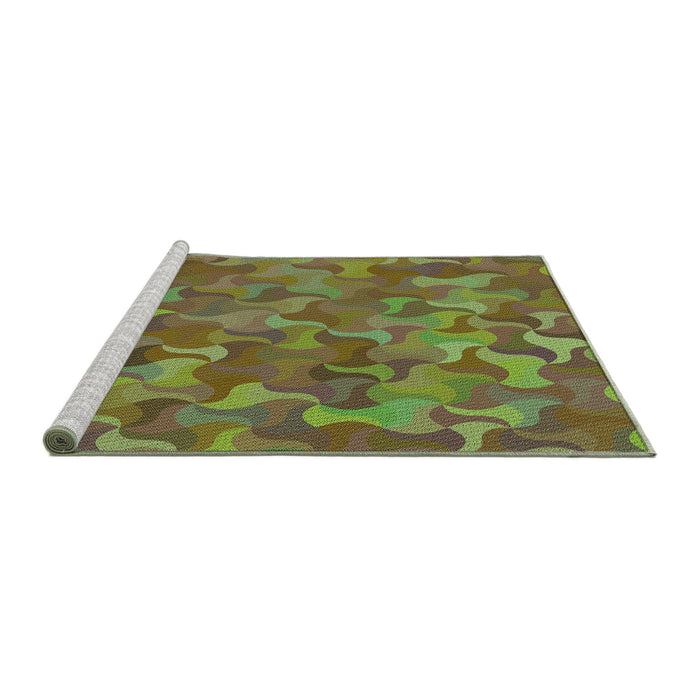 Sideview of Machine Washable Transitional Pistachio Green Rug, wshpat2069grn