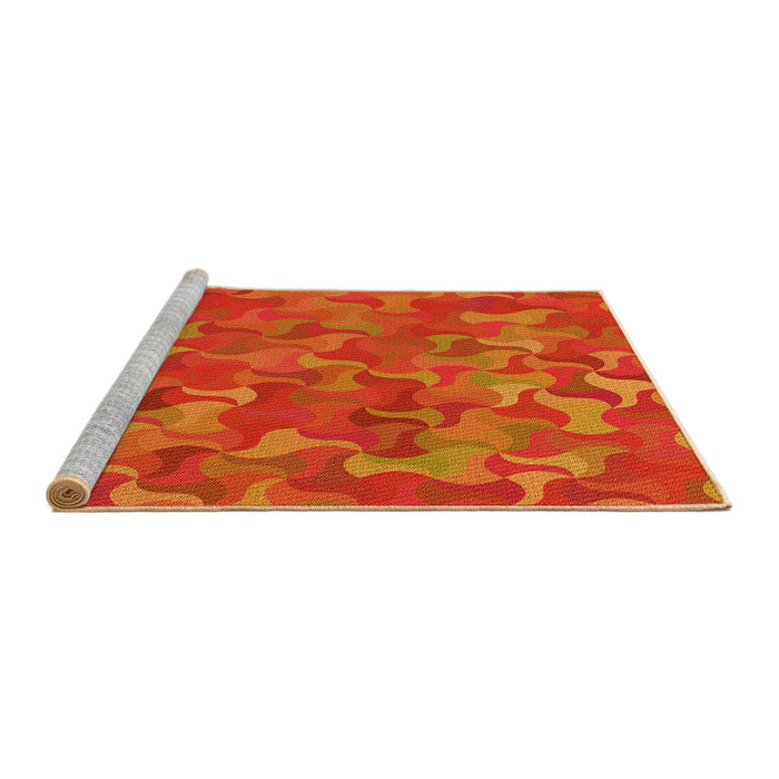 Sideview of Machine Washable Transitional Neon Orange Rug, wshpat2069yw