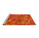 Sideview of Machine Washable Transitional Neon Orange Rug, wshpat2069yw