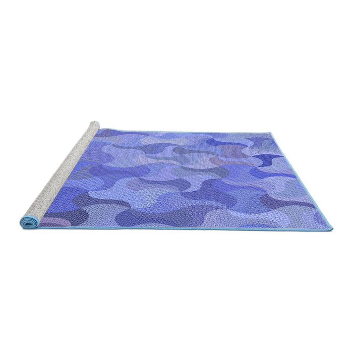 Sideview of Machine Washable Transitional Sky Blue Rug, wshpat2070blu