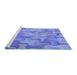 Sideview of Machine Washable Transitional Sky Blue Rug, wshpat2070blu