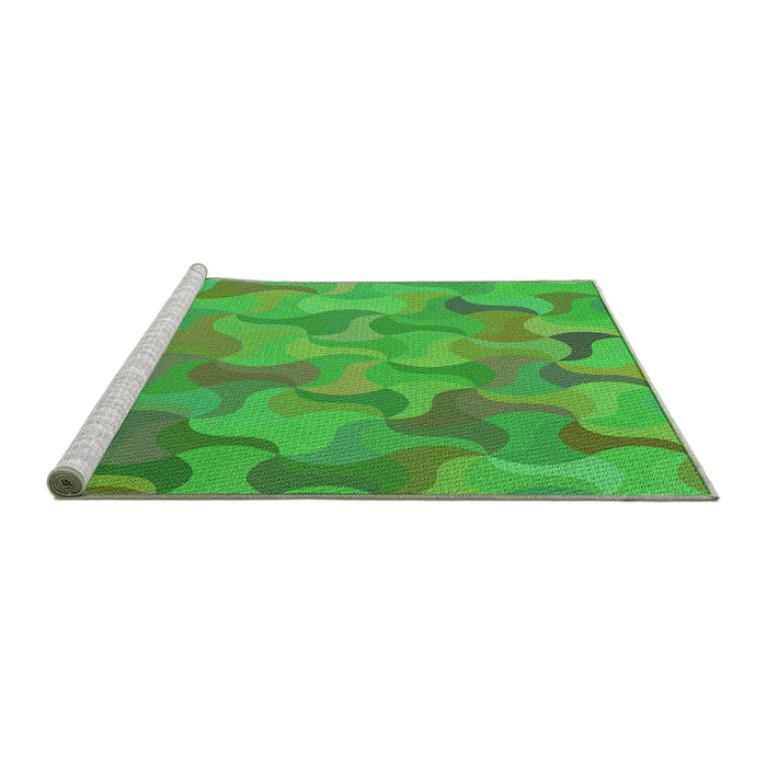 Sideview of Machine Washable Transitional Dark Lime Green Rug, wshpat2070grn
