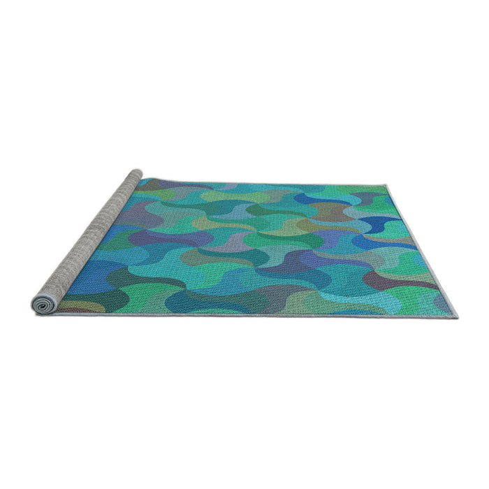 Sideview of Machine Washable Transitional Glacial Blue Ice Blue Rug, wshpat2070lblu