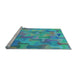 Sideview of Machine Washable Transitional Glacial Blue Ice Blue Rug, wshpat2070lblu