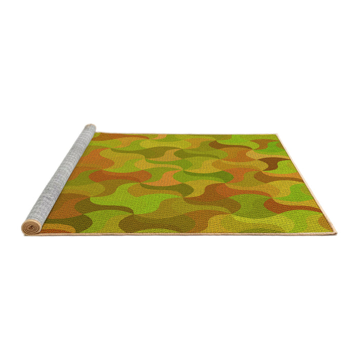 Sideview of Machine Washable Transitional Green Rug, wshpat2070yw