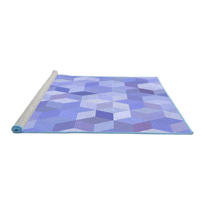 Sideview of Machine Washable Transitional Light Slate Blue Rug, wshpat2071blu