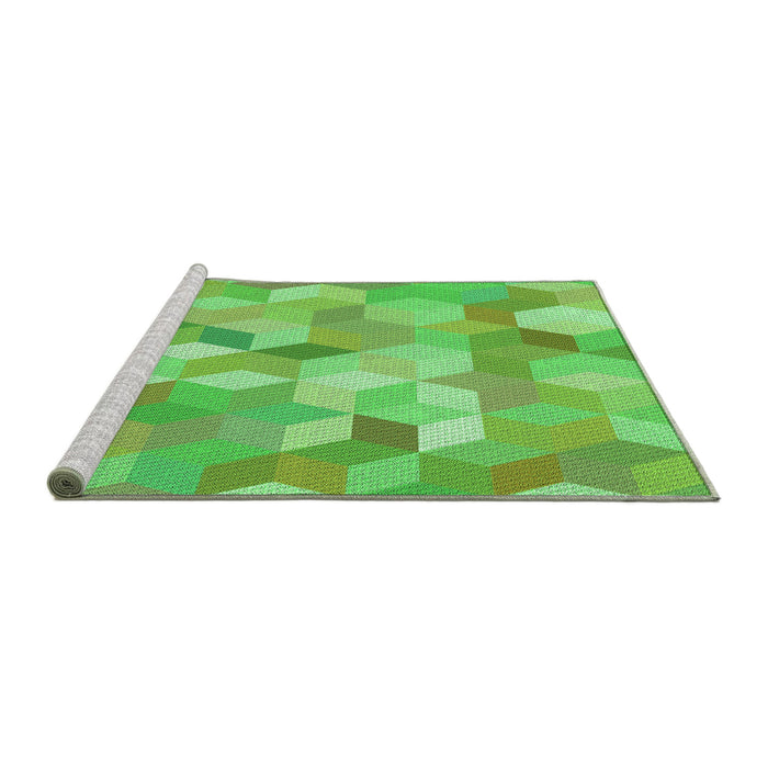 Sideview of Machine Washable Transitional Emerald Green Rug, wshpat2071grn