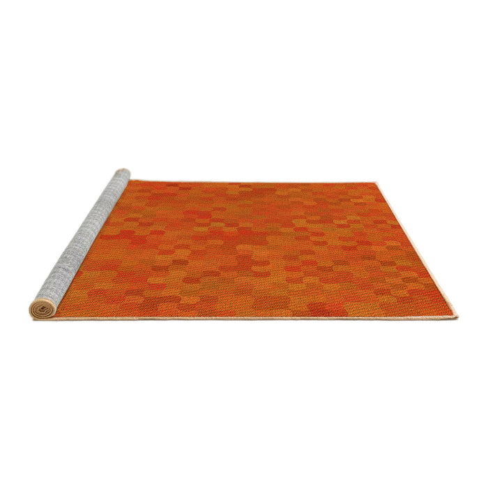 Sideview of Machine Washable Transitional Orange Red Orange Rug, wshpat2072yw