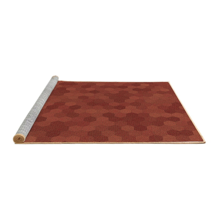 Sideview of Machine Washable Transitional Tomato Red Rug, wshpat2073brn