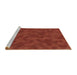 Sideview of Machine Washable Transitional Tomato Red Rug, wshpat2073brn