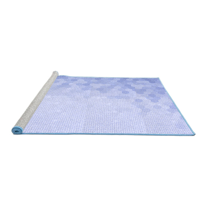 Sideview of Machine Washable Transitional Blue Rug, wshpat2074blu