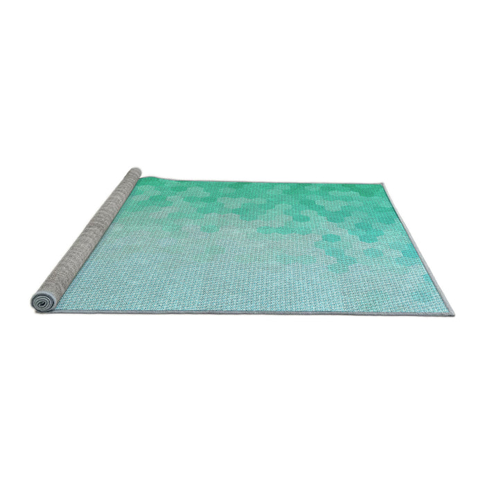 Sideview of Machine Washable Transitional Diamond Blue Rug, wshpat2074lblu