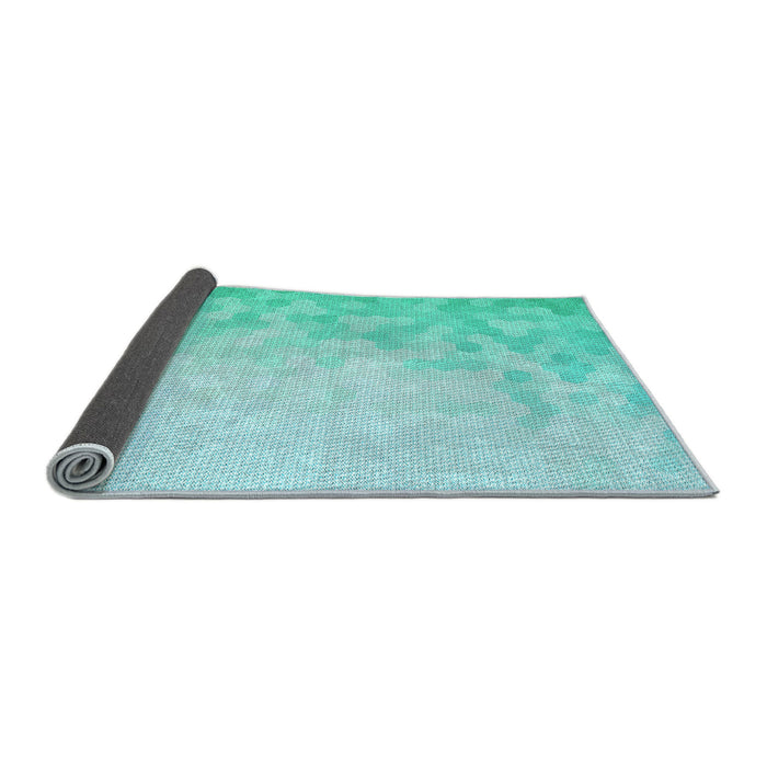Thickness of Patterned Diamond Blue Rug, pat2074lblu