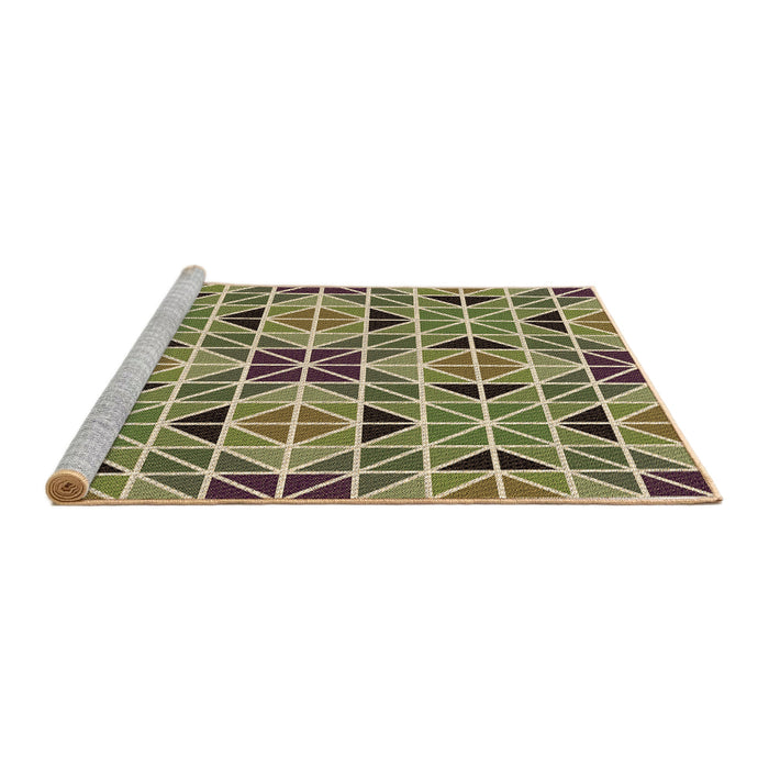Sideview of Machine Washable Transitional Ginger Brown Green Rug, wshpat2075brn