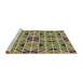 Sideview of Machine Washable Transitional Ginger Brown Green Rug, wshpat2075brn