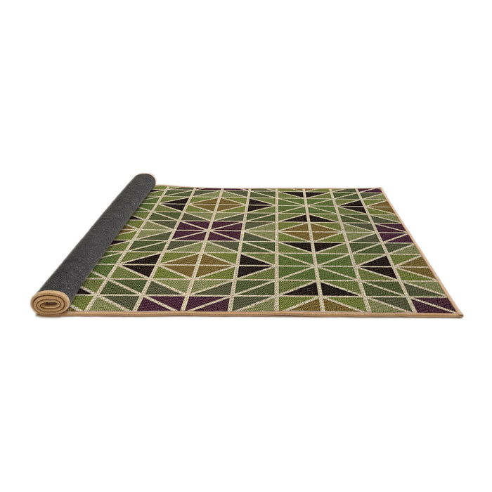 Thickness of Patterned Ginger Brown Green Rug, pat2075brn