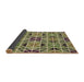 Thickness of Patterned Ginger Brown Green Rug, pat2075brn