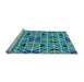 Sideview of Machine Washable Transitional Dark Cyan Green Rug, wshpat2075lblu