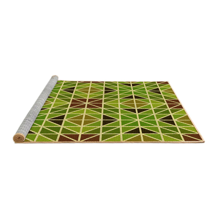 Sideview of Machine Washable Transitional Green Rug, wshpat2075yw