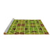 Sideview of Machine Washable Transitional Green Rug, wshpat2075yw