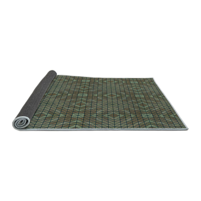 Thickness of Patterned Khaki Green Rug, pat2076lblu