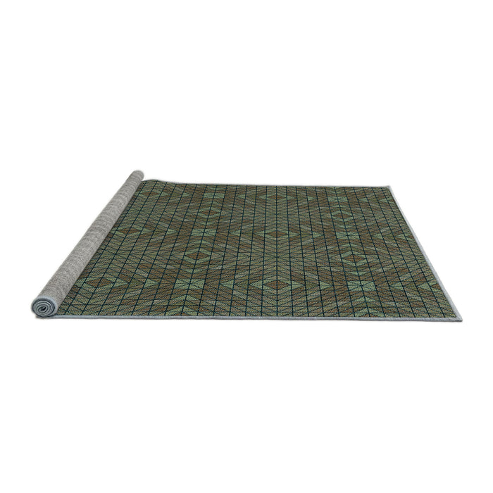Sideview of Machine Washable Transitional Khaki Green Rug, wshpat2076lblu