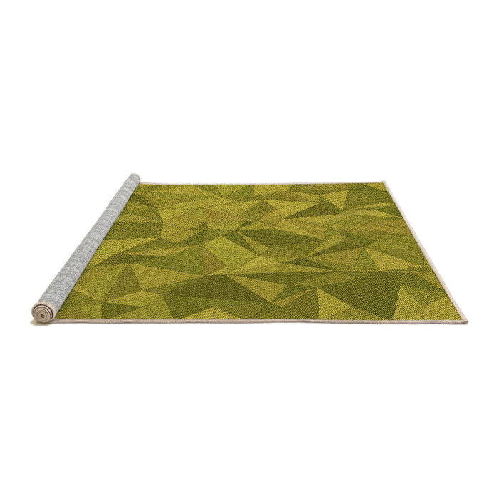 Sideview of Machine Washable Transitional Dark Yellow Green Rug, wshpat2077org