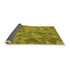 Thickness of Patterned Dark Yellow Green Rug, pat2077org