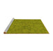 Sideview of Machine Washable Transitional Green Rug, wshpat2078yw