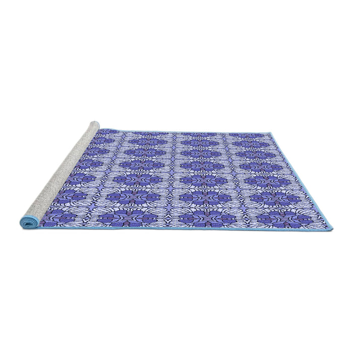 Sideview of Machine Washable Transitional Blue Rug, wshpat2079blu
