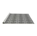 Sideview of Machine Washable Transitional Platinum Silver Gray Rug, wshpat2079gry