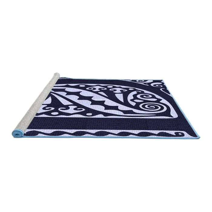 Sideview of Machine Washable Transitional Night Blue Rug, wshpat208blu