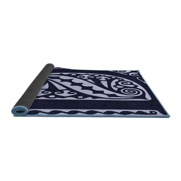 Thickness of Patterned Night Blue Rug, pat208blu