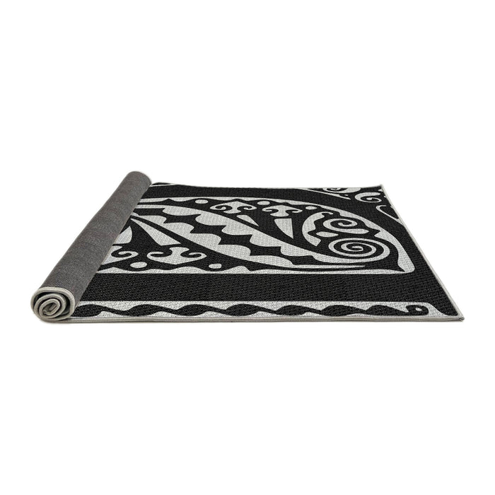 Thickness of Patterned Black Rug, pat208gry