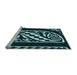 Sideview of Machine Washable Transitional Black Rug, wshpat208lblu