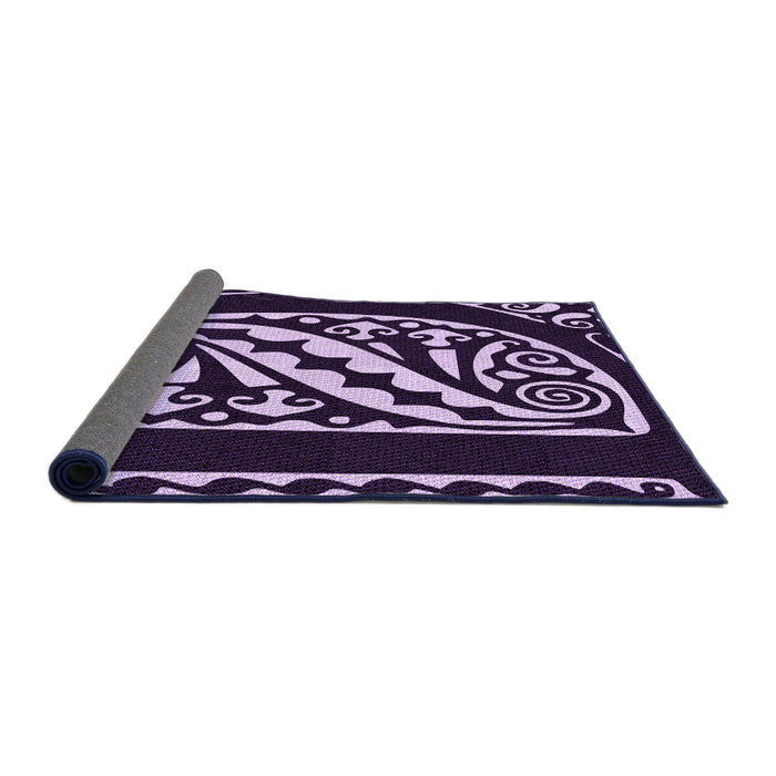 Thickness of Patterned Deep Purple Rug, pat208pur