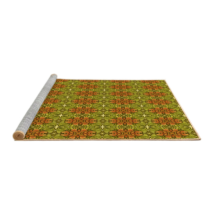 Sideview of Machine Washable Transitional Yellow Rug, wshpat2081yw