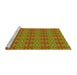 Sideview of Machine Washable Transitional Yellow Rug, wshpat2081yw