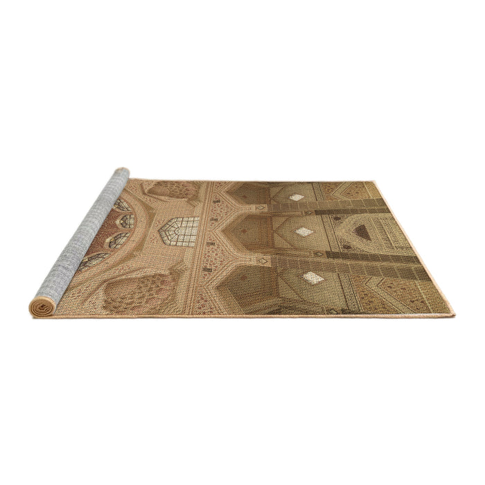 Sideview of Machine Washable Transitional Saddle Brown Rug, wshpat2083brn