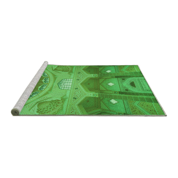 Sideview of Machine Washable Transitional Neon Green Rug, wshpat2083grn