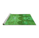 Sideview of Machine Washable Transitional Neon Green Rug, wshpat2083grn