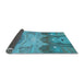 Thickness of Patterned Bright Turquoise Blue Rug, pat2083lblu