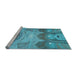 Sideview of Machine Washable Transitional Bright Turquoise Blue Rug, wshpat2083lblu