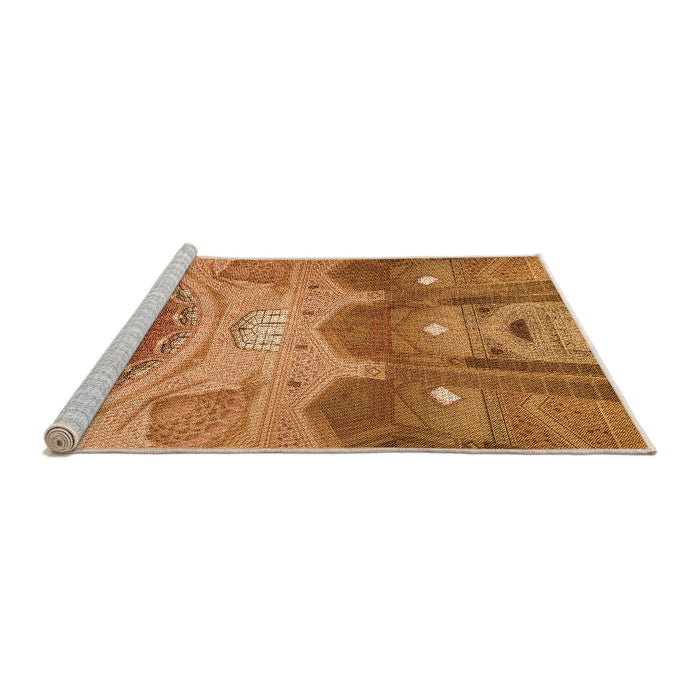 Sideview of Machine Washable Transitional Orange Rug, wshpat2083org