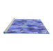 Sideview of Machine Washable Transitional Sky Blue Rug, wshpat2084blu