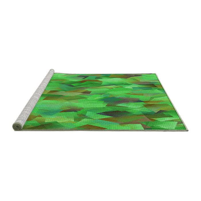 Sideview of Machine Washable Transitional Dark Lime Green Rug, wshpat2084grn