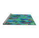 Sideview of Machine Washable Transitional Dark Turquoise Green Rug, wshpat2084lblu