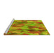 Sideview of Machine Washable Transitional Green Rug, wshpat2084yw