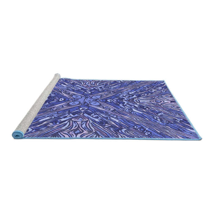 Sideview of Machine Washable Transitional Sky Blue Rug, wshpat2085blu