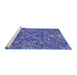 Sideview of Machine Washable Transitional Sky Blue Rug, wshpat2085blu